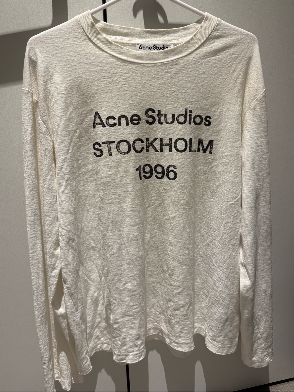 Acne Studios Stockholm 1996 Cream Logo Long Sleeve Tee